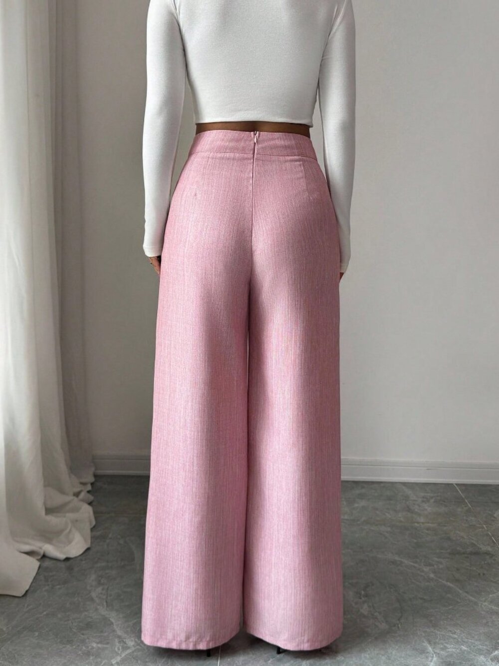 pinkCasual Women's Work Office Loose Flowy Straight Leg Pants - Picture 2 of 8